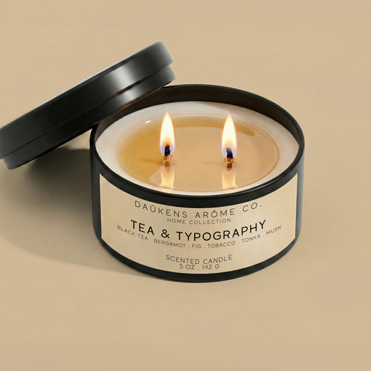 TEA & TYPOGRAPHY SCENTED CANDLE (INSPIRED BY LE LABO'S THÉ NOIR 29*)